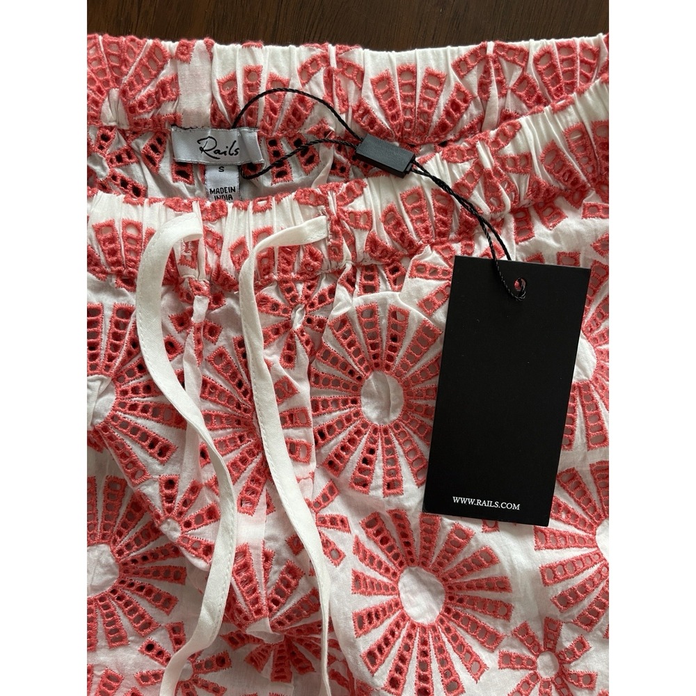 RAILS Emmie Pant Sunburst Embroidery Size Small NWT Pink Beach Resort Cover Up - Picture 11 of 12